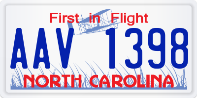 NC license plate AAV1398