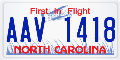 NC license plate AAV1418