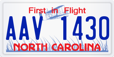 NC license plate AAV1430