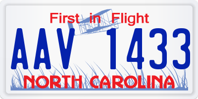 NC license plate AAV1433