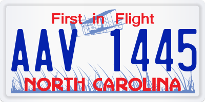 NC license plate AAV1445