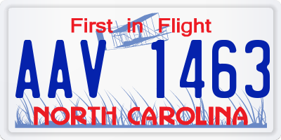 NC license plate AAV1463