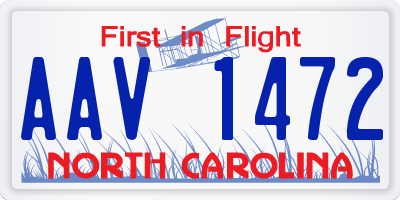 NC license plate AAV1472