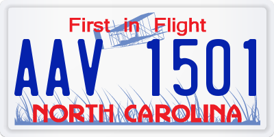 NC license plate AAV1501