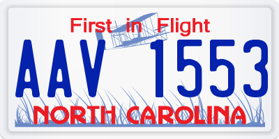 NC license plate AAV1553
