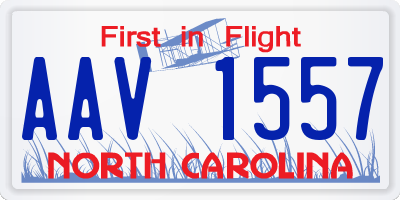 NC license plate AAV1557