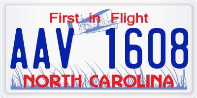 NC license plate AAV1608