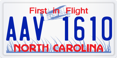 NC license plate AAV1610