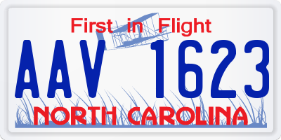 NC license plate AAV1623