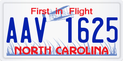 NC license plate AAV1625