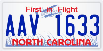 NC license plate AAV1633