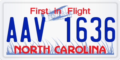 NC license plate AAV1636