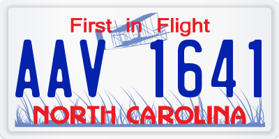 NC license plate AAV1641