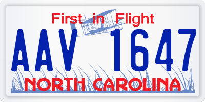 NC license plate AAV1647