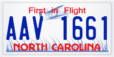 NC license plate AAV1661