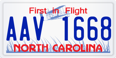 NC license plate AAV1668