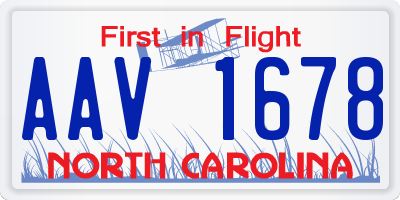 NC license plate AAV1678