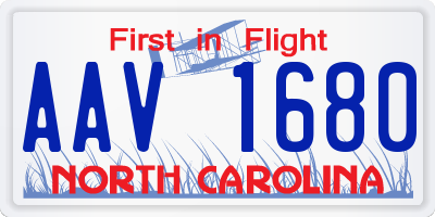 NC license plate AAV1680