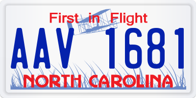 NC license plate AAV1681