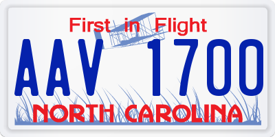 NC license plate AAV1700