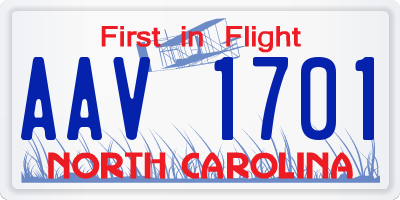 NC license plate AAV1701