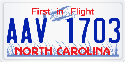 NC license plate AAV1703