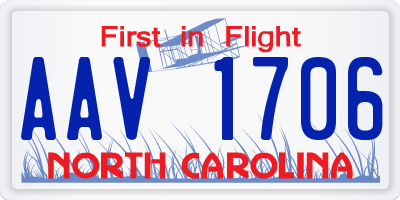 NC license plate AAV1706