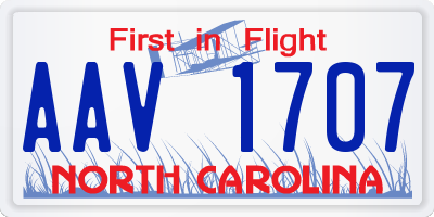 NC license plate AAV1707