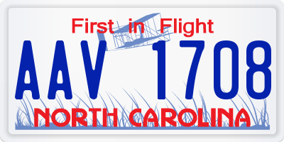 NC license plate AAV1708