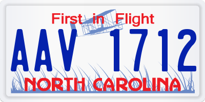 NC license plate AAV1712