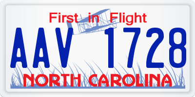NC license plate AAV1728