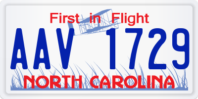 NC license plate AAV1729