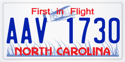 NC license plate AAV1730