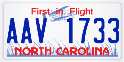 NC license plate AAV1733