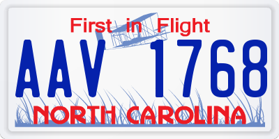 NC license plate AAV1768
