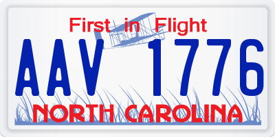 NC license plate AAV1776