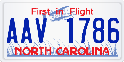 NC license plate AAV1786