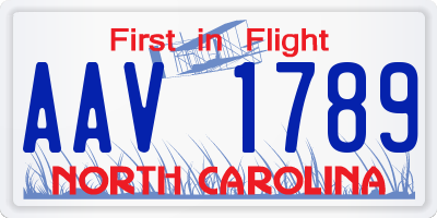 NC license plate AAV1789