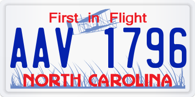 NC license plate AAV1796