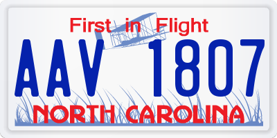 NC license plate AAV1807