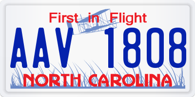 NC license plate AAV1808