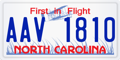 NC license plate AAV1810