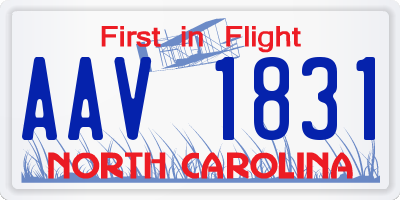 NC license plate AAV1831
