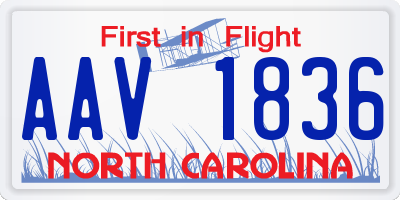 NC license plate AAV1836