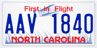 NC license plate AAV1840