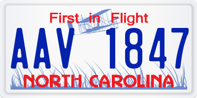 NC license plate AAV1847
