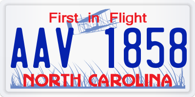 NC license plate AAV1858