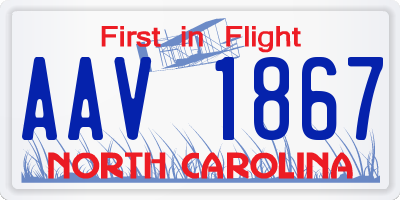NC license plate AAV1867