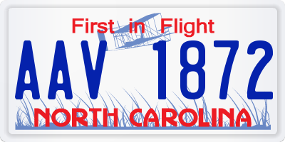 NC license plate AAV1872