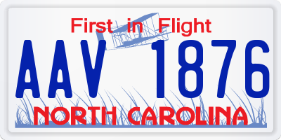 NC license plate AAV1876